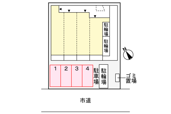 ヒカルサ堺市文珠橋通Ⅰ2階1K 自転車置き場の画像