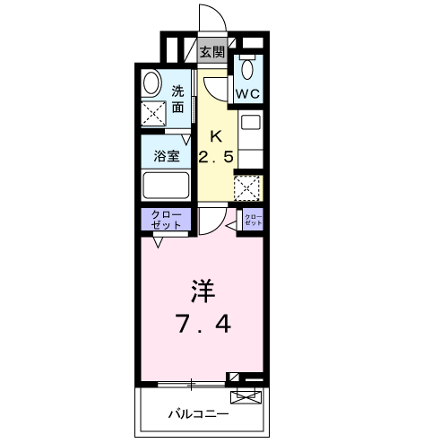 グレースヴィラ3階1K 間取の画像