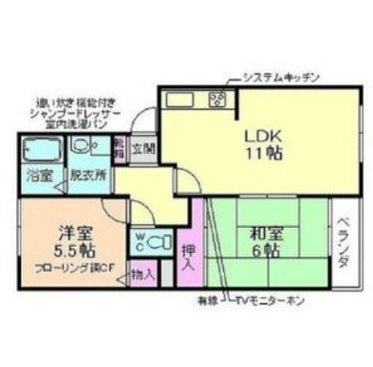 スカイコート待兼山B棟1階2LDK 間取の画像
