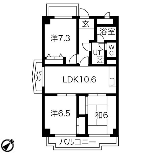 リヴェール緑地6階3LDK 間取の画像