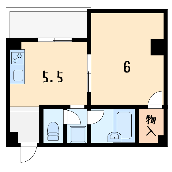 グレースハイツ25階1DK 間取の画像