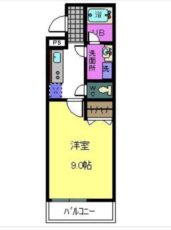 コアレジデンス1階1K 間取の画像