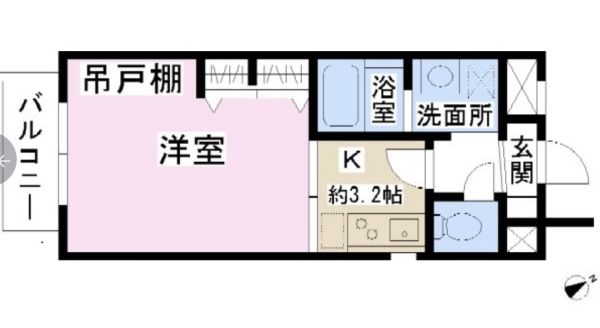 UNITY TAMADE3階1K 間取の画像