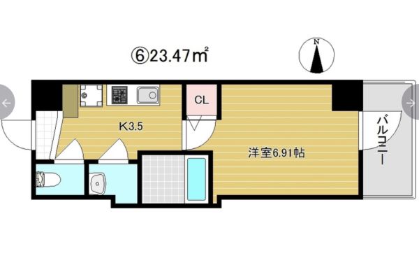 グランパシフィック玉出3階1K 間取の画像