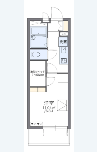 レオパレスＮＳクロスＲ1階1K 間取の画像