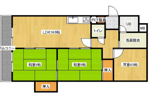 エクセレント緑地公園5階3LDK 間取の画像