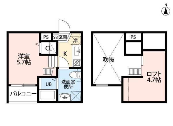 Casea1階1R 間取の画像