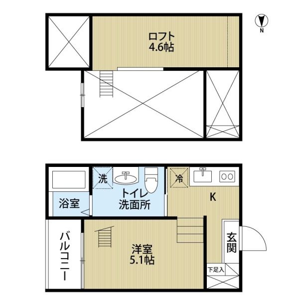 エクセル日ノ宮2階1R 間取の画像