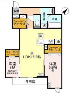 D-ROOM上新庄南口1階2LDK 間取の画像