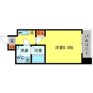 SERENiTE北浜10階1K 間取の画像