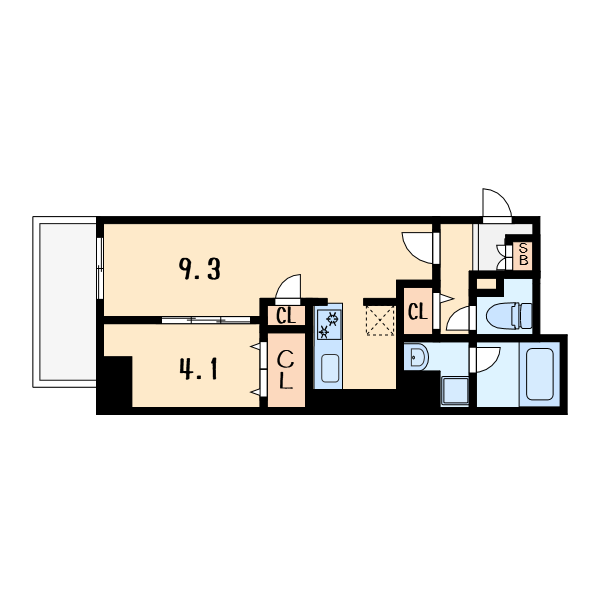 ラフィット松屋町6階1LDK 間取の画像