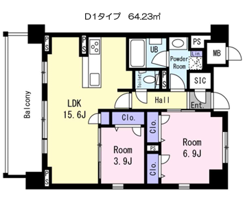 2LDKの間取り画像