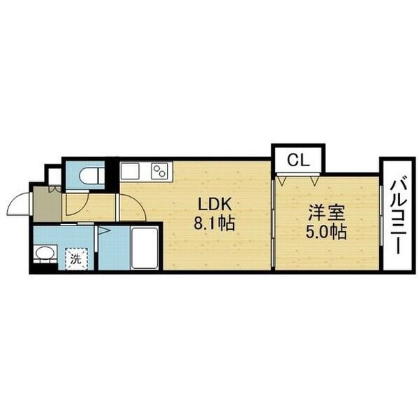 ティアラ北巽01階1LDK 間取の画像