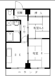 グランドメゾン富士2階2DK 間取の画像