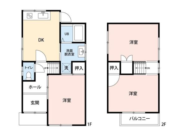 姫路市野里戸建て2階3DK 間取の画像