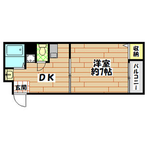 ロイヤルメゾン4階1DK 間取の画像