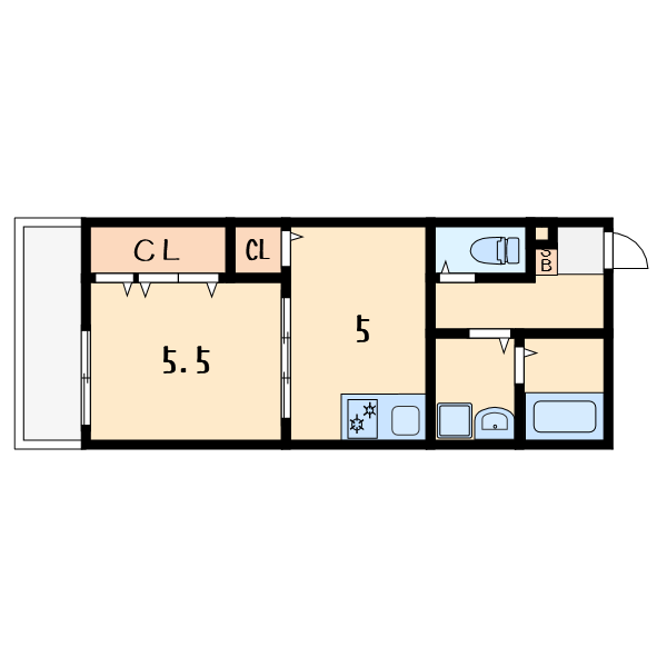 エルサ住之江1階1DK 間取の画像