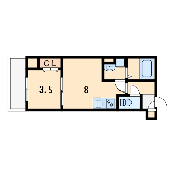 アバンティオ西住之江1階1LDK 間取の画像