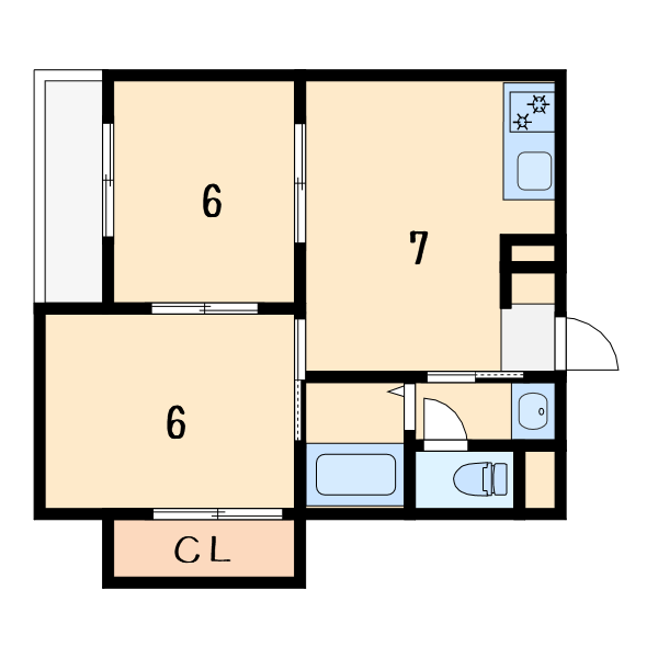 ラパンジール住吉大社5階2DK 間取の画像