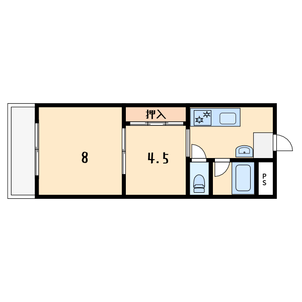 トーカイプラザ壱号館3階2DK 間取の画像