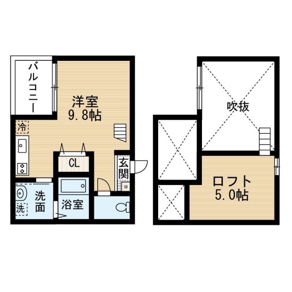 アソシエ２１1階1R 間取の画像