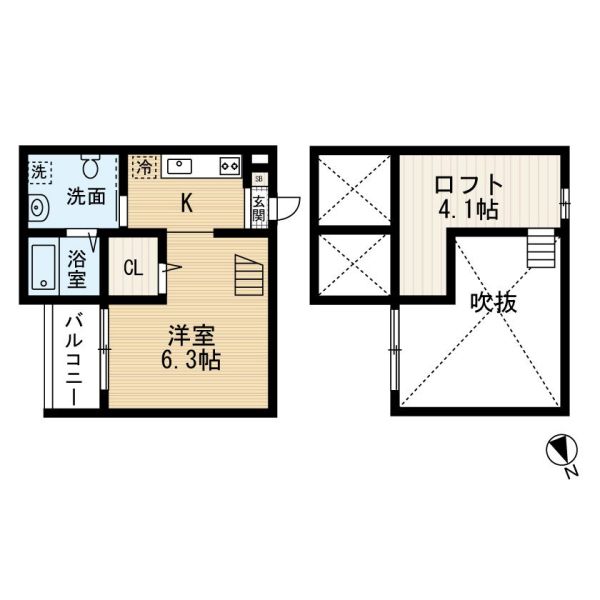 infinity plus2階1R 間取の画像