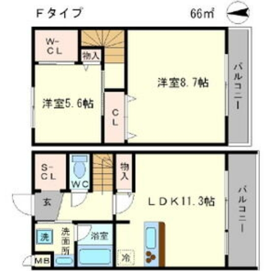 BLANC FORET2階2LDK 間取の画像