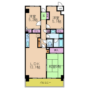 エクセル熊取3階3LDK 間取の画像