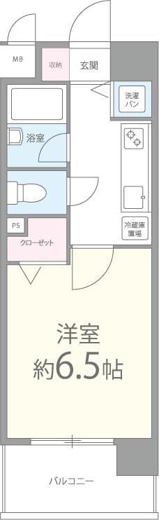 ラ・セデュクシオン4階1K 間取の画像