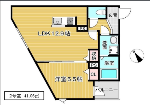 1LDKの間取り画像