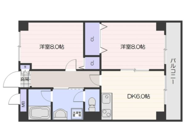 長興寺こよしマンション4階2DK 間取の画像