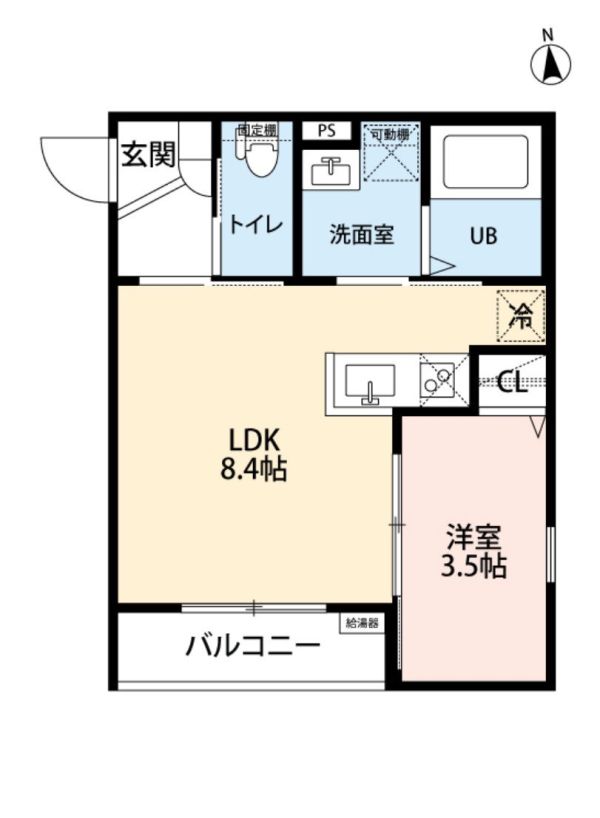 クラムズ黄金1階1LDK 間取の画像