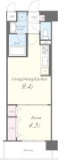 BRIGHT CUBE1階1LDK 間取の画像