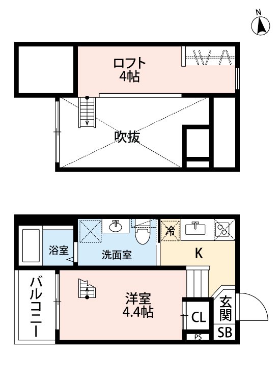 Casa domani 八熊1階1R 間取の画像