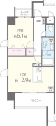 Art Pension高井田10階1LDK 間取の画像