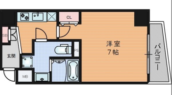 エグゼ阿倍野9階1K 間取の画像