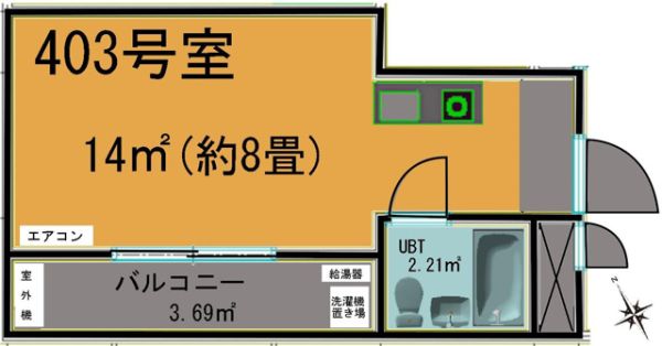 パレスエミ4階1R 間取の画像