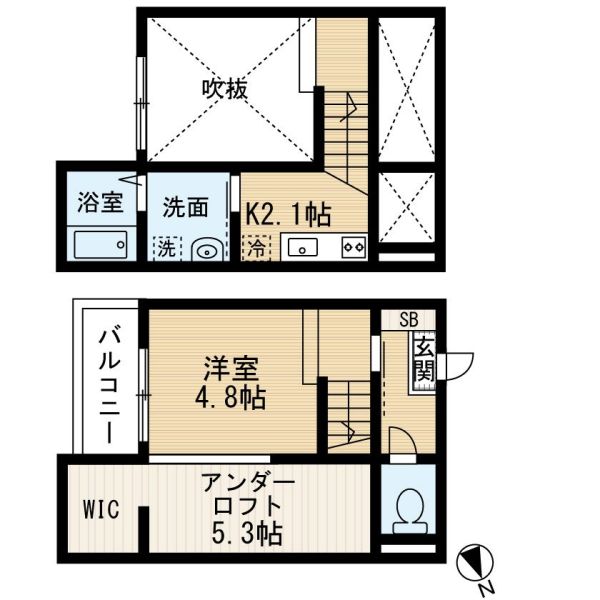 ｉ・スペース小本（アイスペースコモト）2階1R 間取の画像