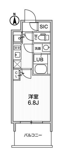 La Douceur北巽4階1K 間取の画像