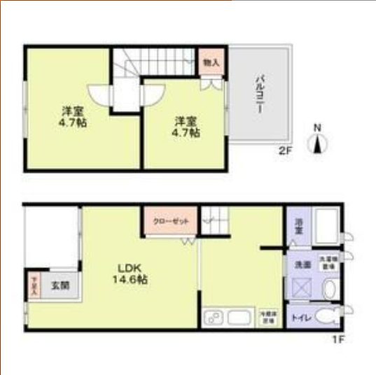 阿倍野筋5丁目8-38貸家1階2LDK 間取の画像