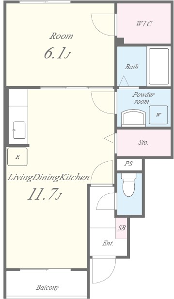 J・ソブリン1階1LDK 間取の画像