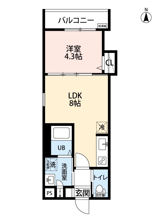 En中村公園3階1LDK 間取の画像