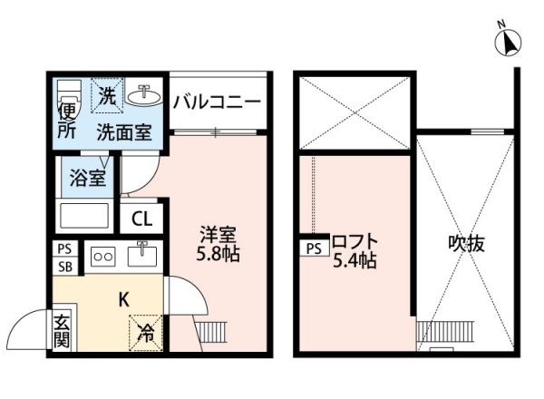 エスペランサ和2階1K 間取の画像