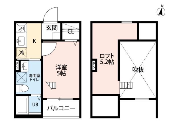 San･Marvelous2階1K 間取の画像