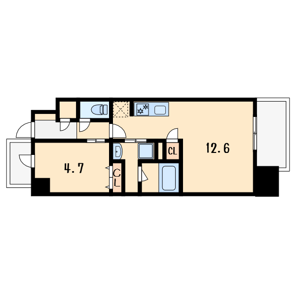 1LDKの間取り画像