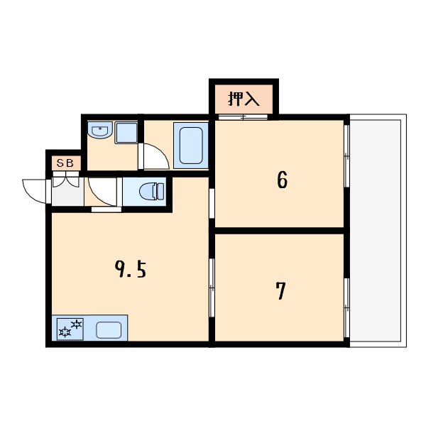 フラーリッシュ緑4階2LDK 間取の画像