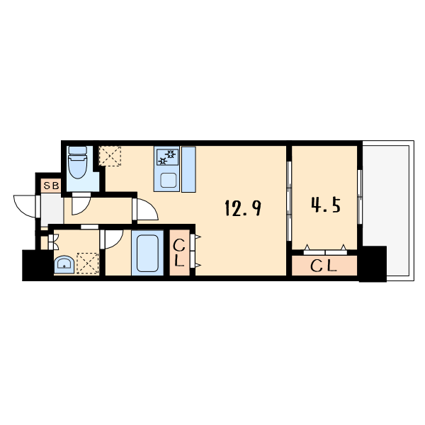 スプランディッド中百舌鳥7階1LDK 間取の画像