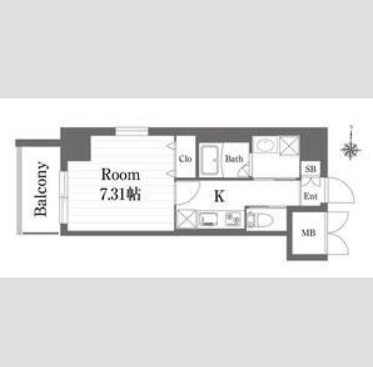 エメルミナ豊中岡町2階1K 間取の画像