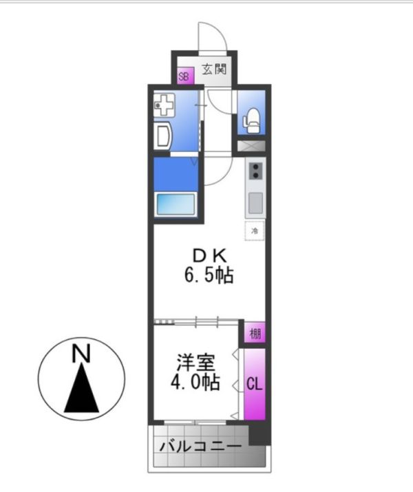 1DKの間取り画像
