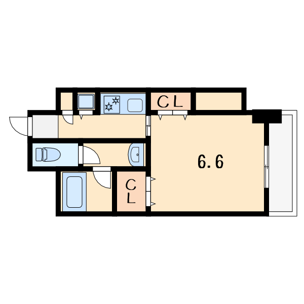 	エル・セレーノ九条04階1K 間取の画像